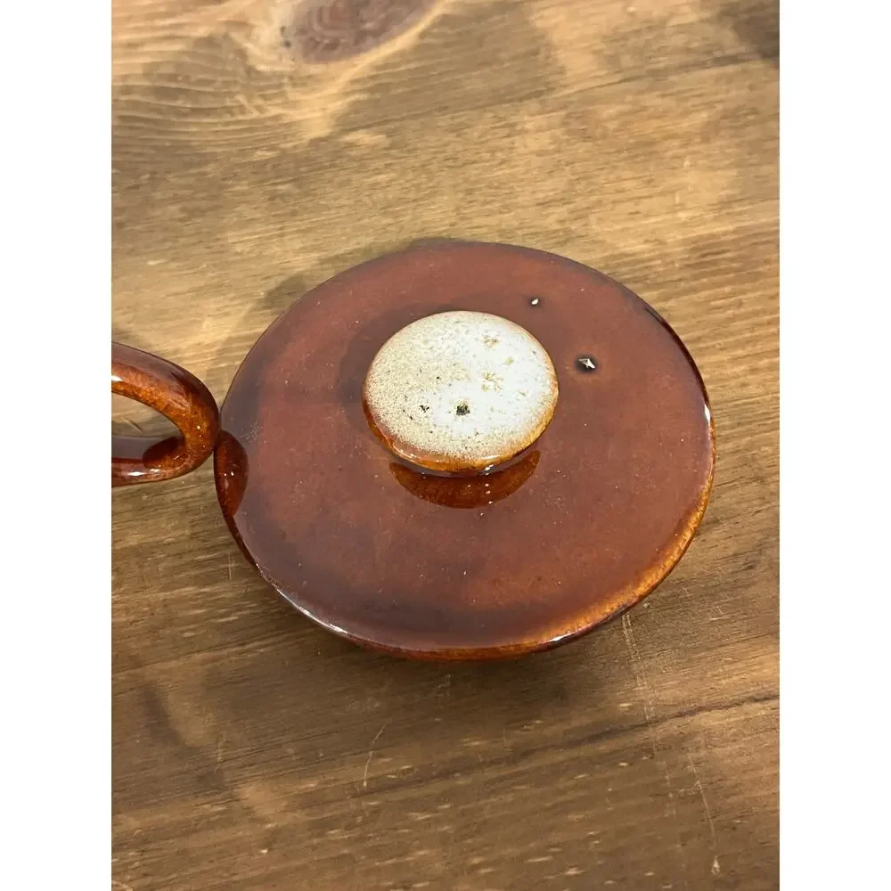 Vintage Brown Drip Glaze‎ Creamer and Sugar Bowl Set MCM Farmhouse Kitchen Decor